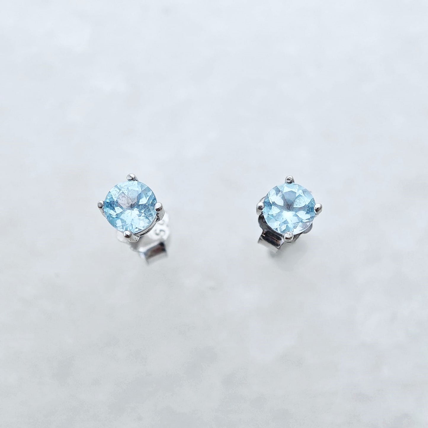 Round November Birthstone Blue Topaz Earring