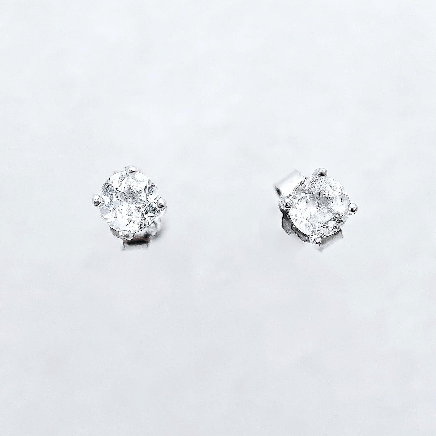 Round April Birthstone White Topaz Earring