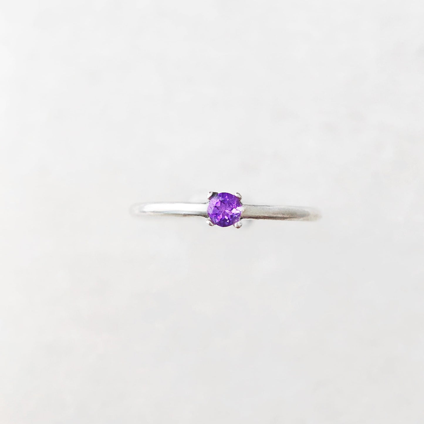 Mini Solitaire Amethyst Ring