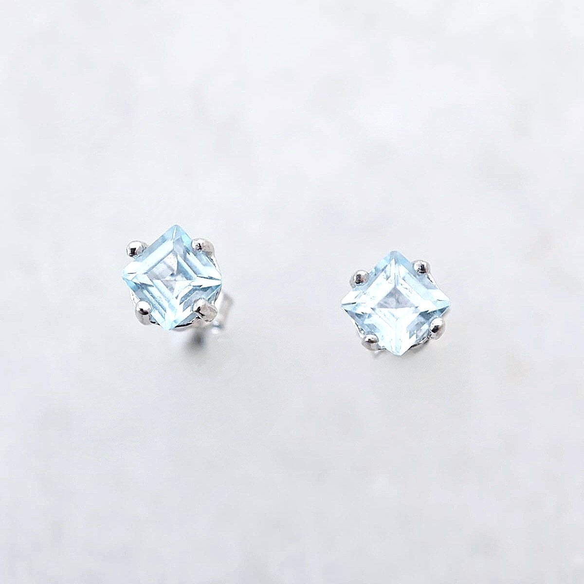 Princess November Birthstone Blue Topaz Earring