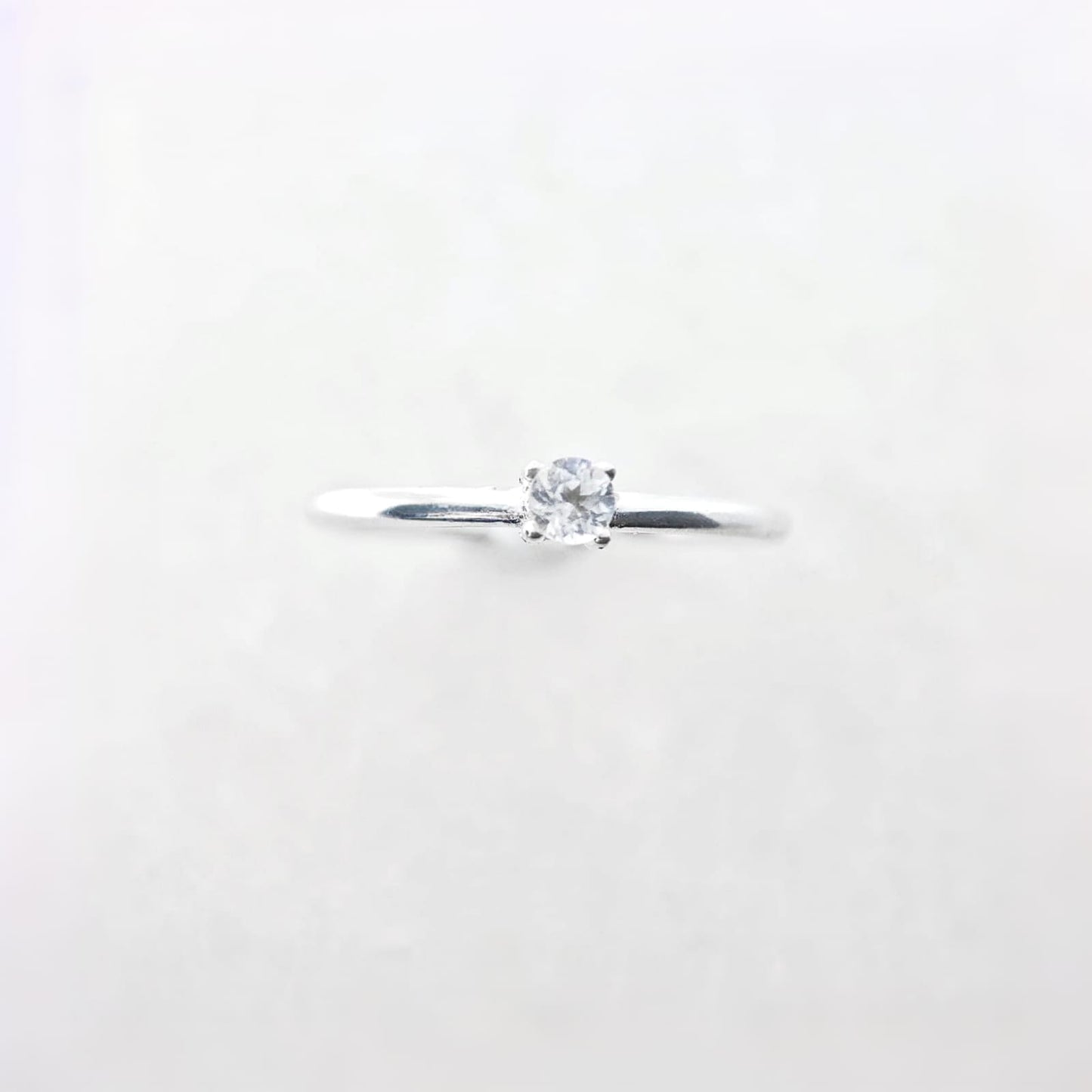 Mini Solitaire White Topaz Ring