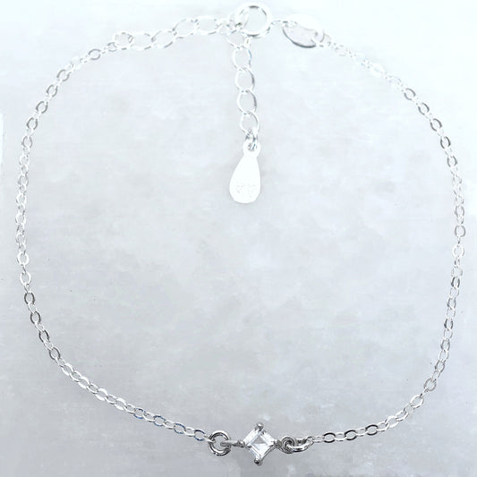 Princess April Birthstone White Topaz Bracelet