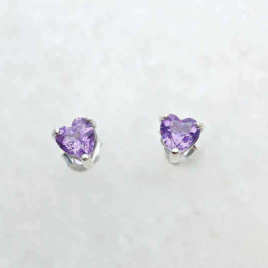Heart Amethyst Earring