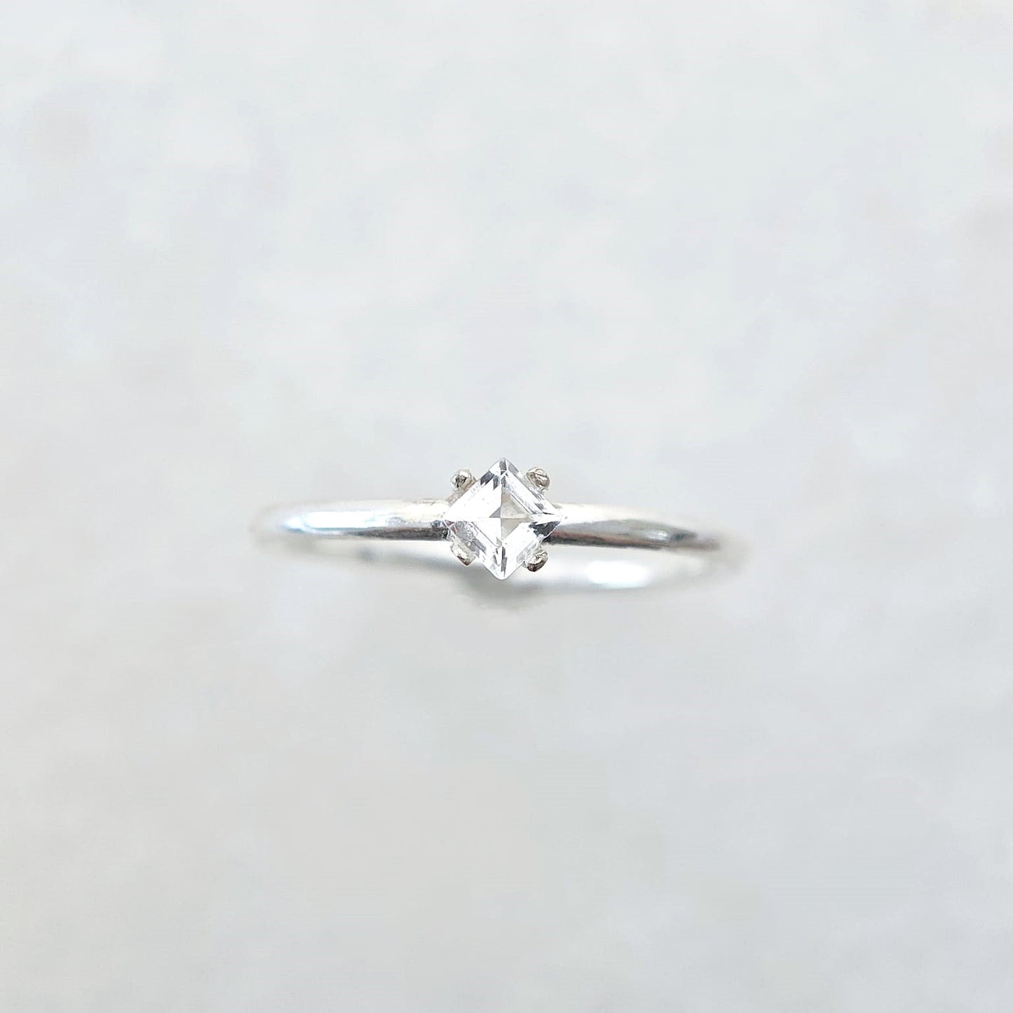 Princess April Birthstone White Topaz Ring