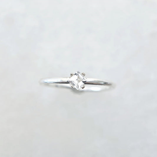 Princess April Birthstone White Topaz Ring