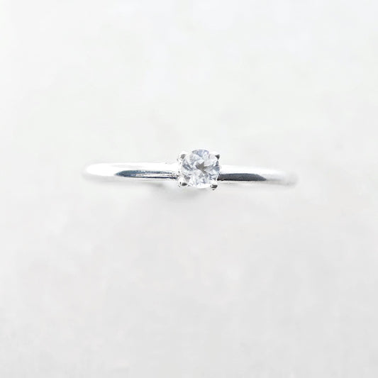 Round April Birthstone White Topaz Ring
