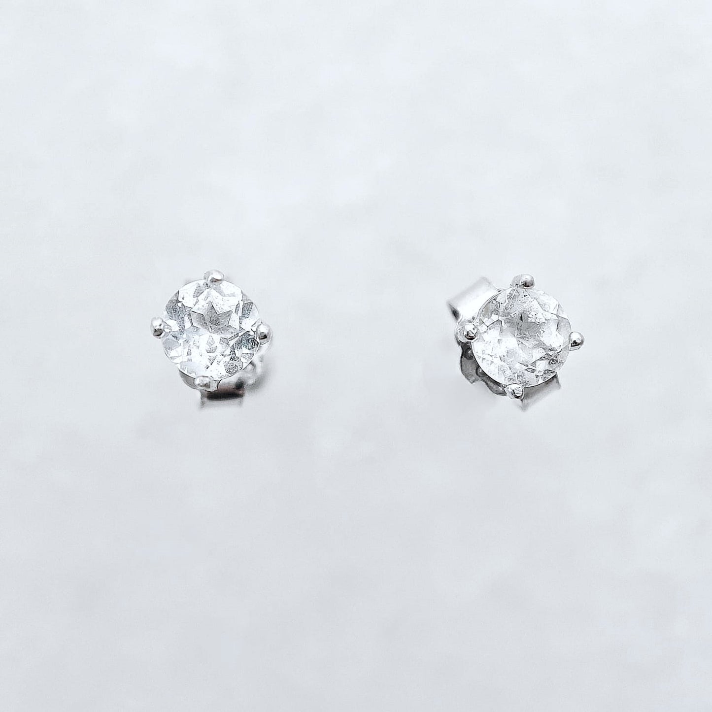 Round April Birthstone White Topaz Earring
