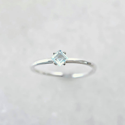 Princess November Birthstone Blue Topaz Ring