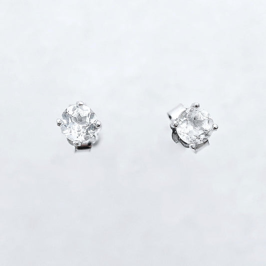 Round April Birthstone White Topaz Earring