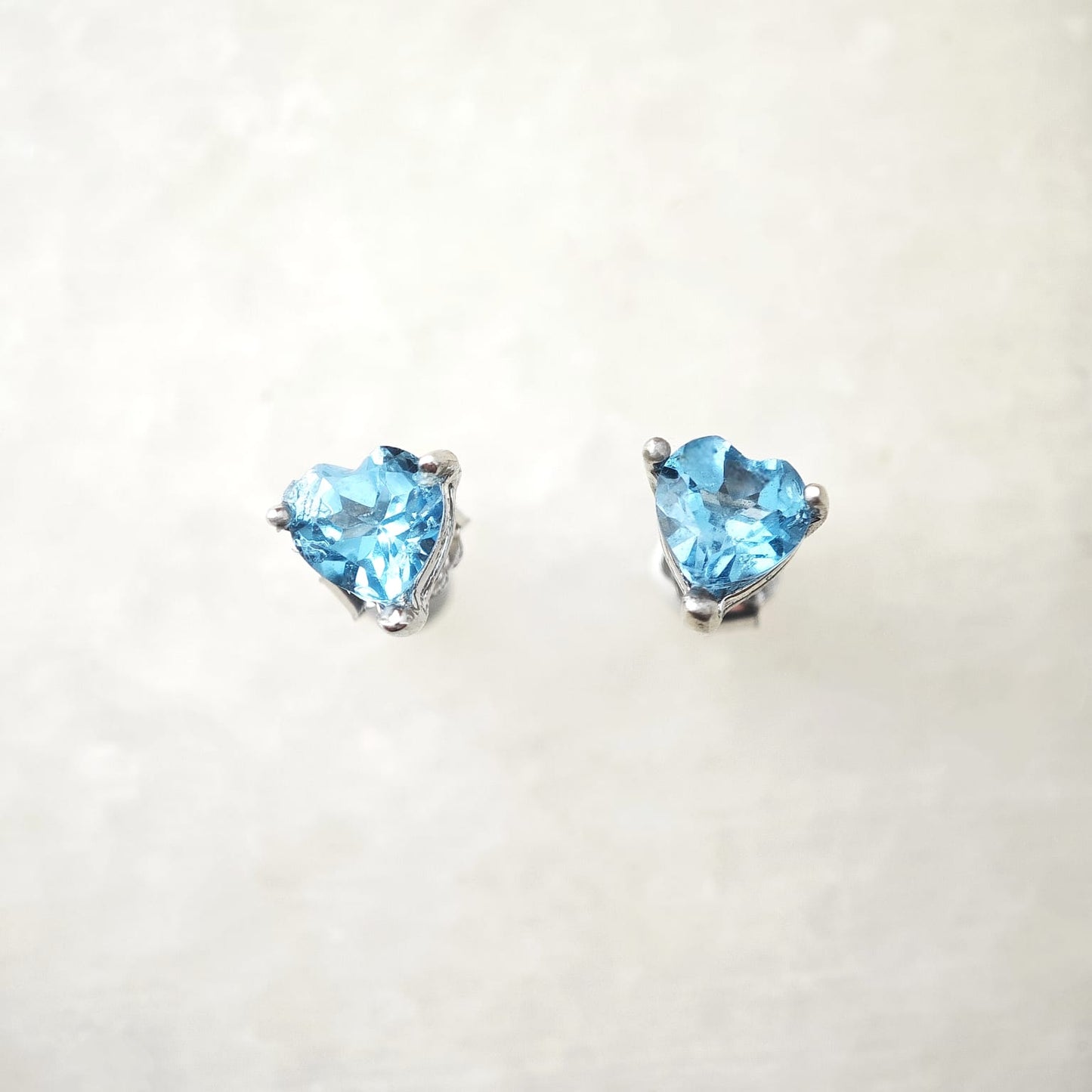 Heart Swiss Blue Topaz Earring