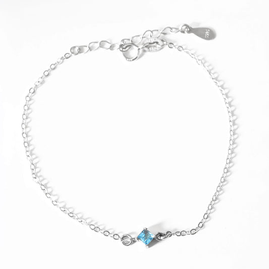 Princess November Birthstone Blue Topaz Bracelet