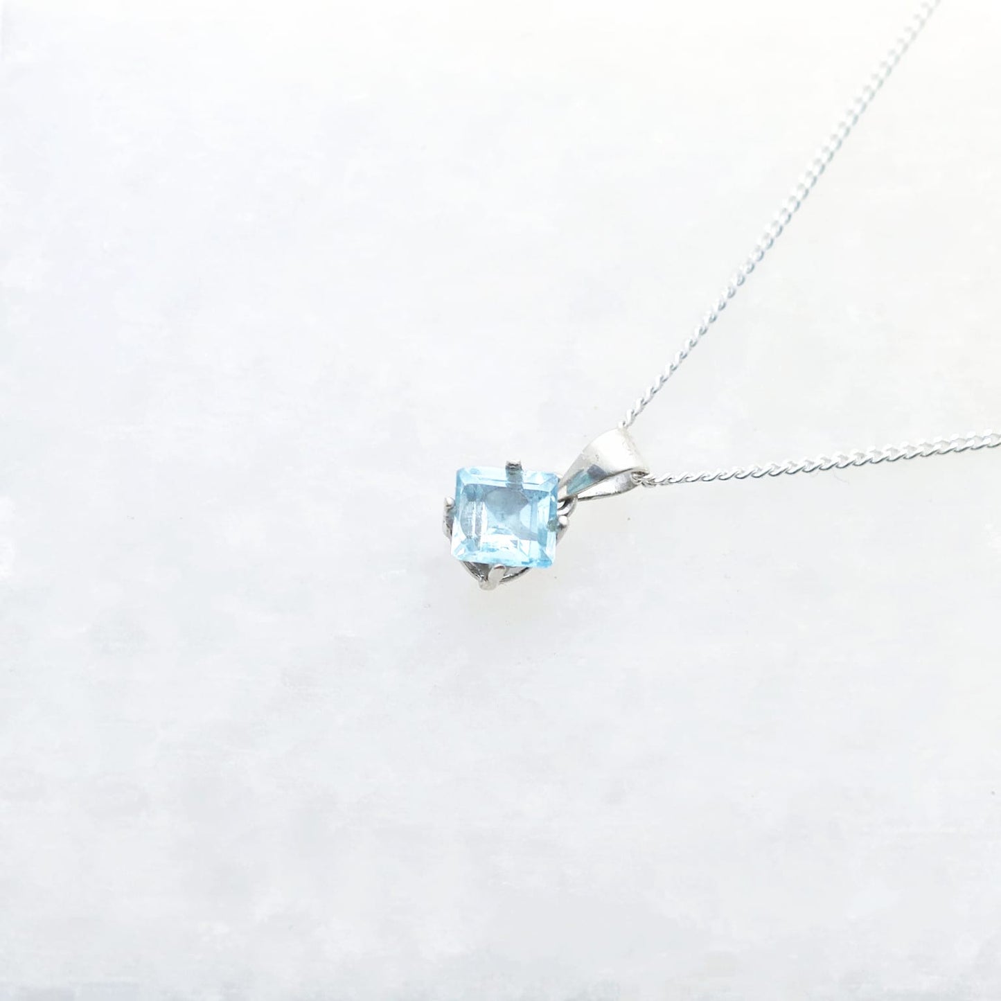 Princess November Birthstone Blue Topaz Necklace