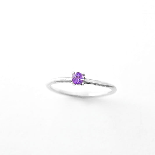 Round February Birthstone Amethyst Ring