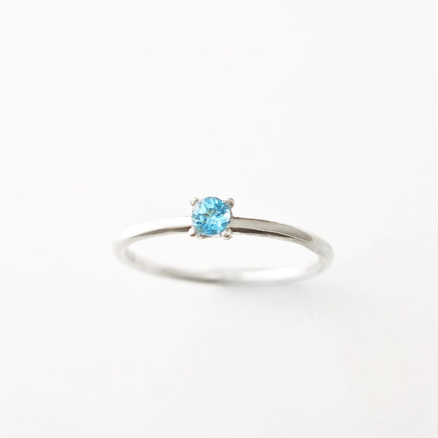 Round November Birthstone Blue Topaz Ring