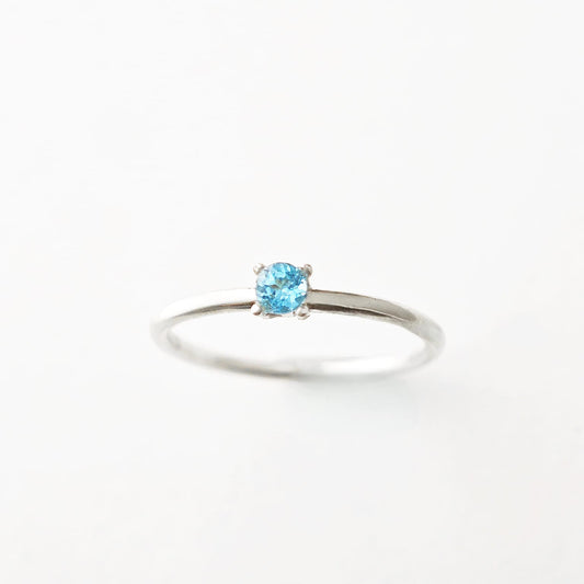 Round November Birthstone Blue Topaz Ring