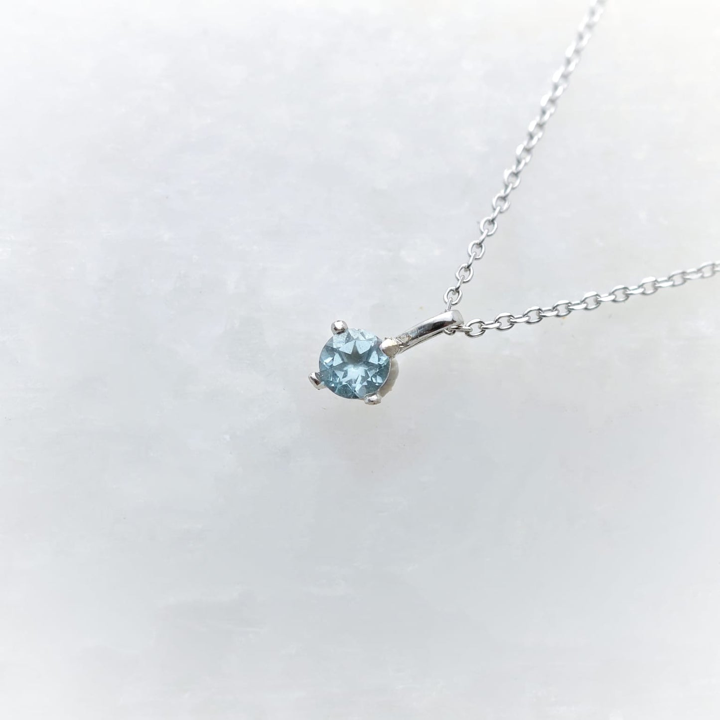 Round November Birthstone Blue Topaz Necklace