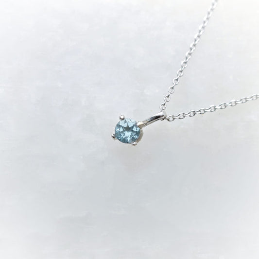 Round November Birthstone Blue Topaz Necklace