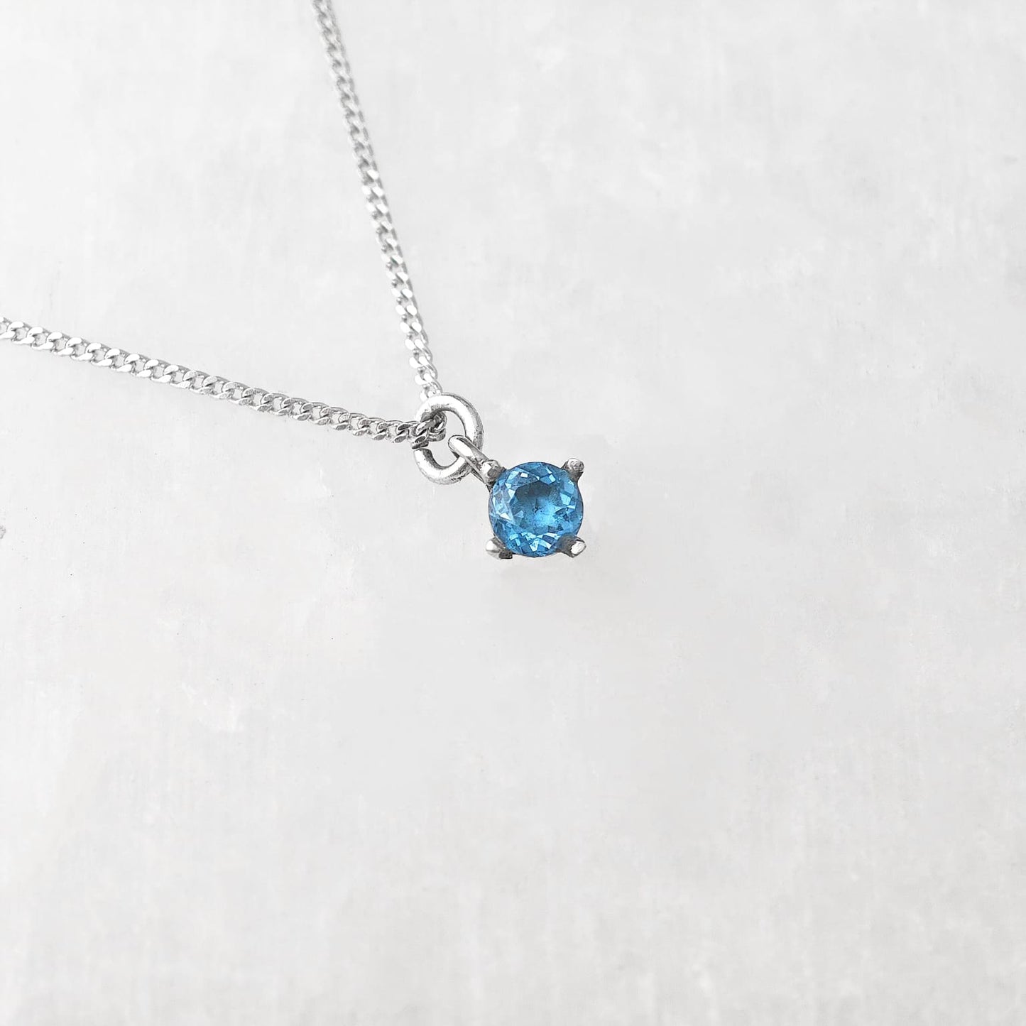 Blue Topaz Solitaire Necklace