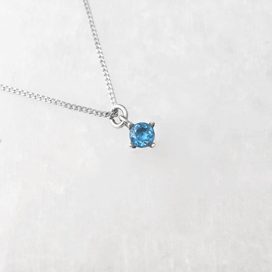 Blue Topaz Solitaire Necklace