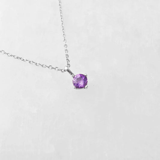 Amethyst Solitaire Necklace